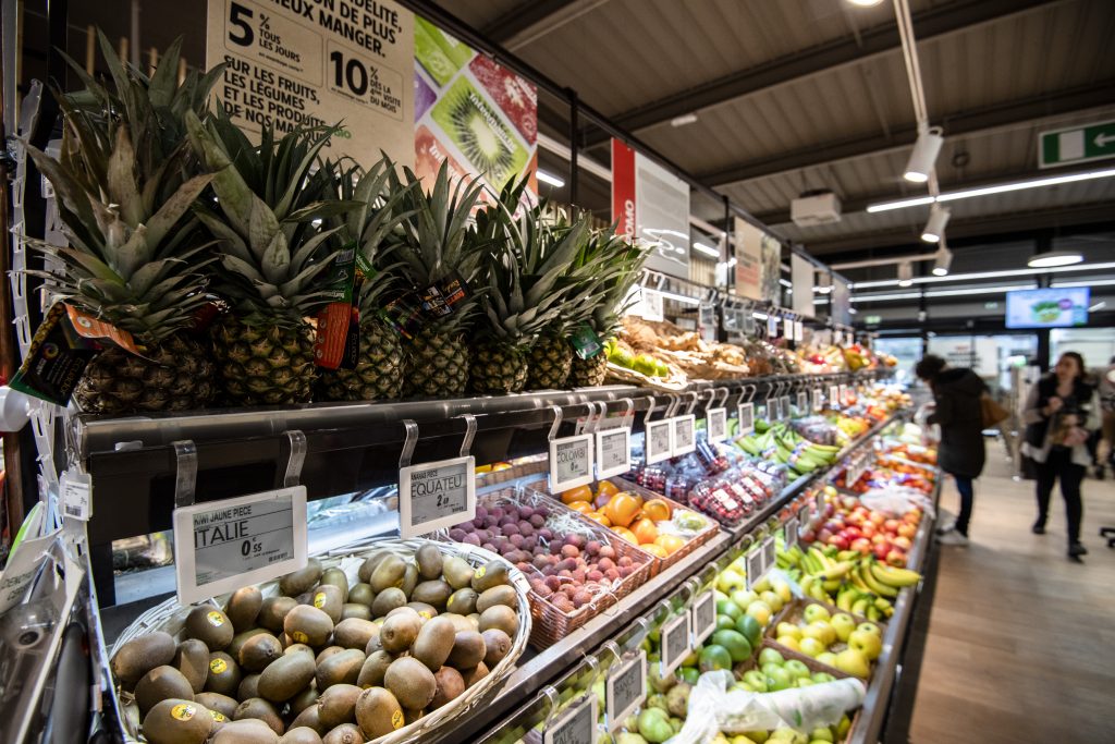 Fresh produce aisle in a retail store