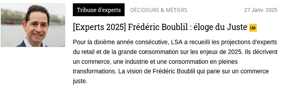 Présentation de la tribune LSA 2025 Éloge du juste